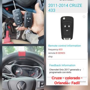 CHEVROLET Mã chìa khóa cho xe Cruze + Fadil + Colorado + Orlando Mạch B Chip liền Mạch.